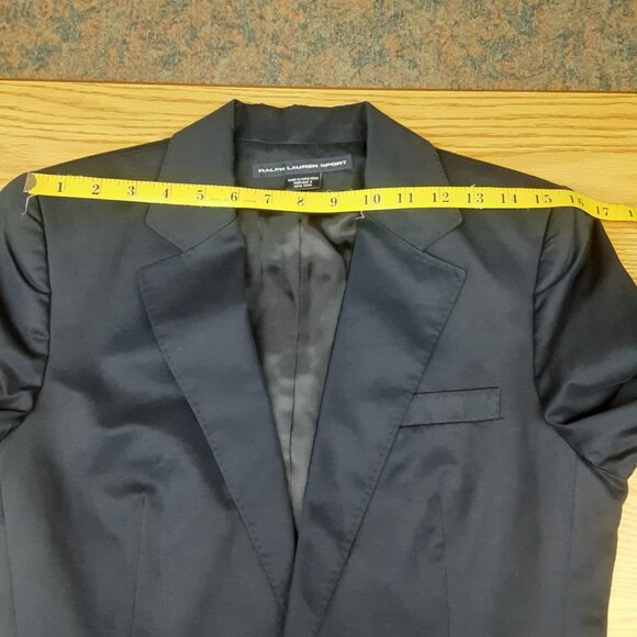 RALPH LAUREN SPORT Navy Blue 100% Cotton one button blazer Women's size 10 - Picture 8 of 13